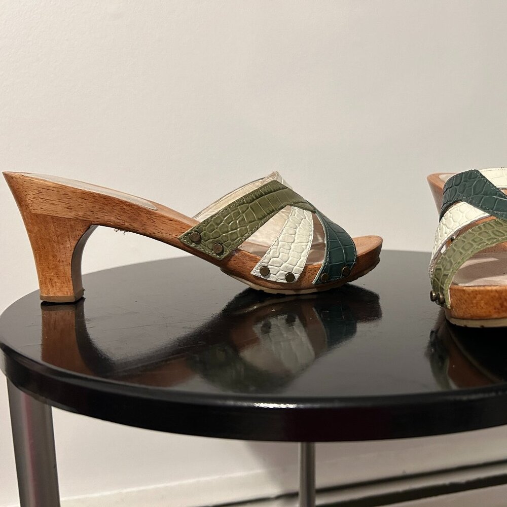 Size 8 Green and White Size 8 Michael Kors 3" Heels